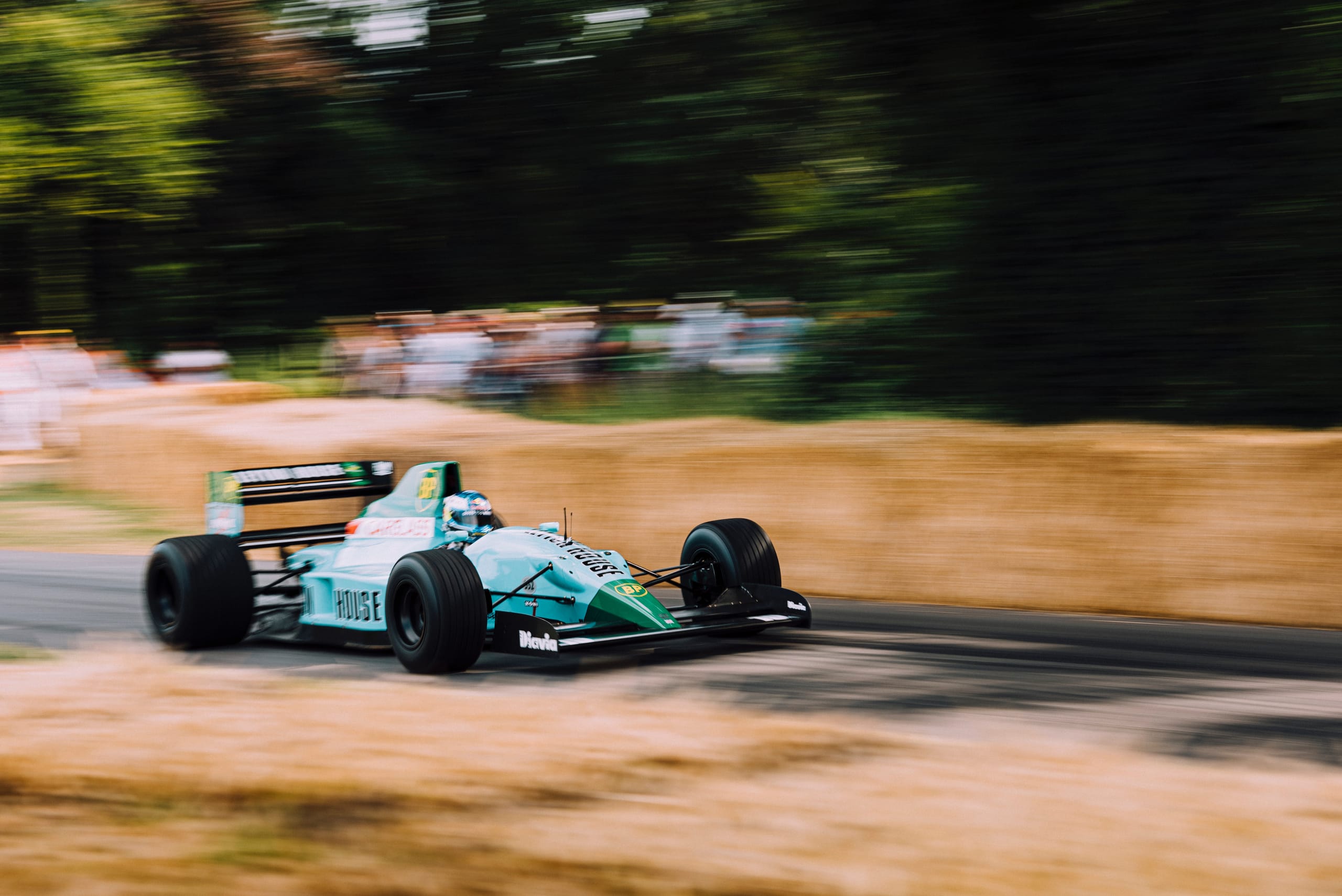 Leyton House F1 car with staggered wheel sizes used to aid chassis balance with a rear weight bias