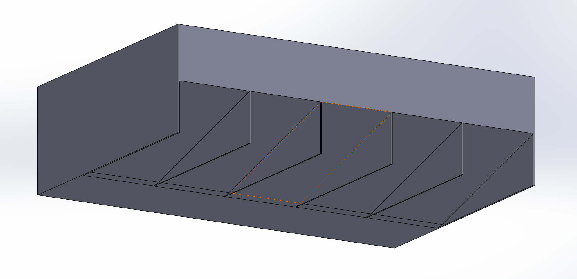 Figure 4: CAD model of the diffuser with parallel strakes running the full length of the section