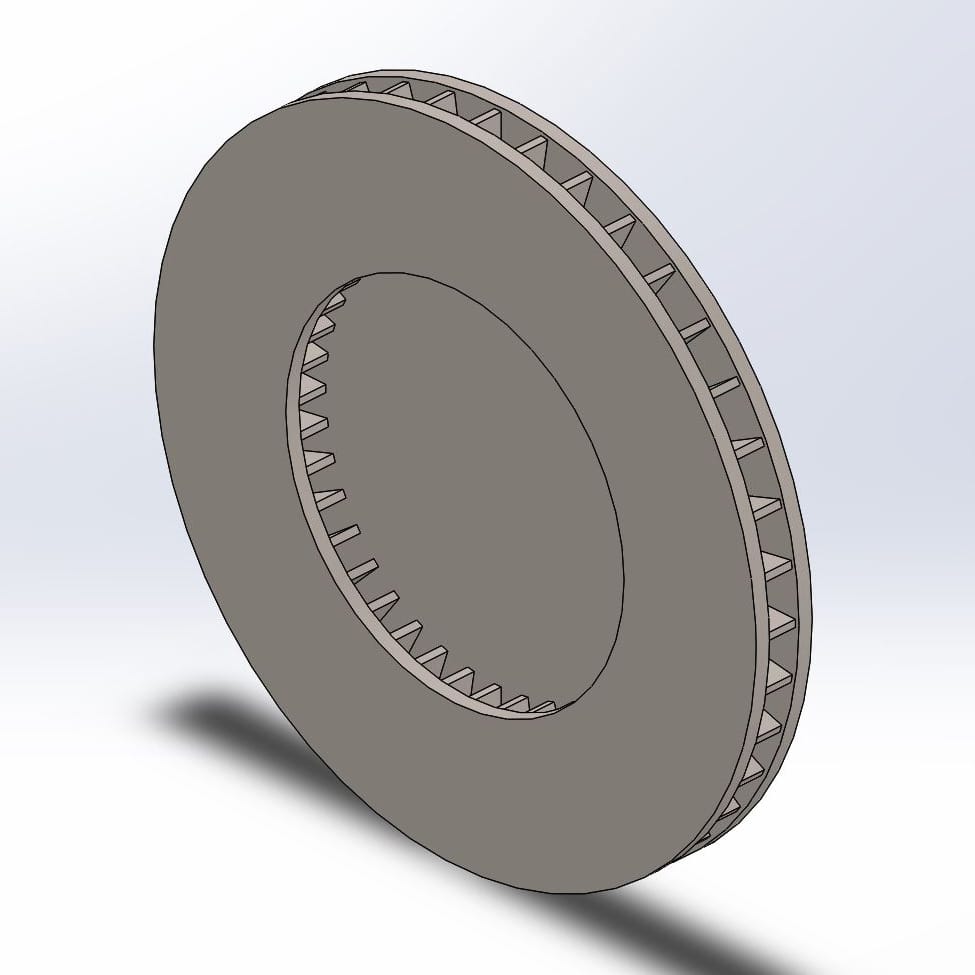 Figure 4: CFD screen capture of the radial vane brake rotor geometry