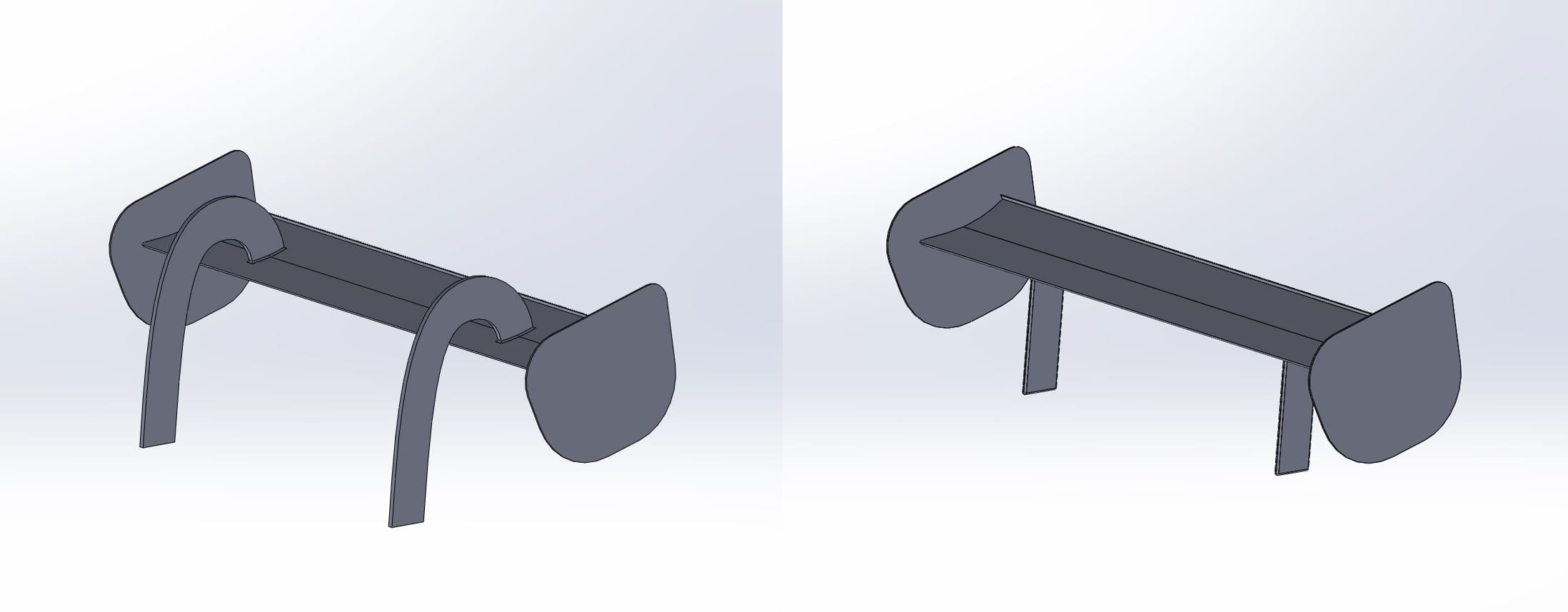 Figure 19: Upper HP-surface mounting (left) and lower LP-surface mounting (right) wing pylon concepts