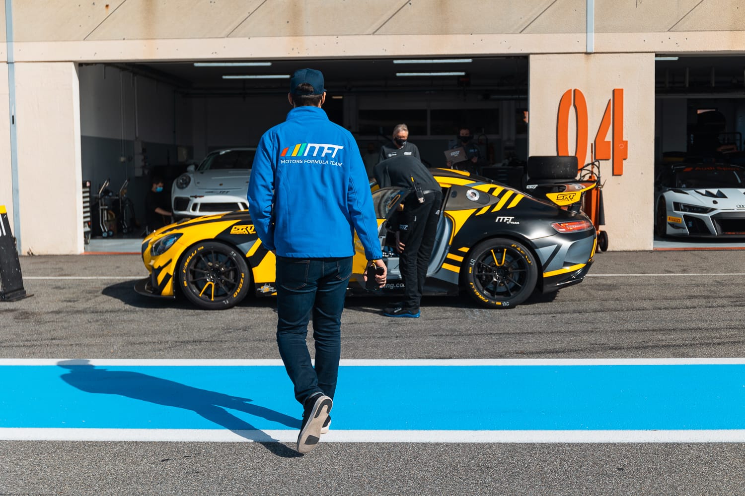 Mercedes AMG GT4 testing at Paul Ricard circuit for the MFT x Wavey Dynamics GT4 programme