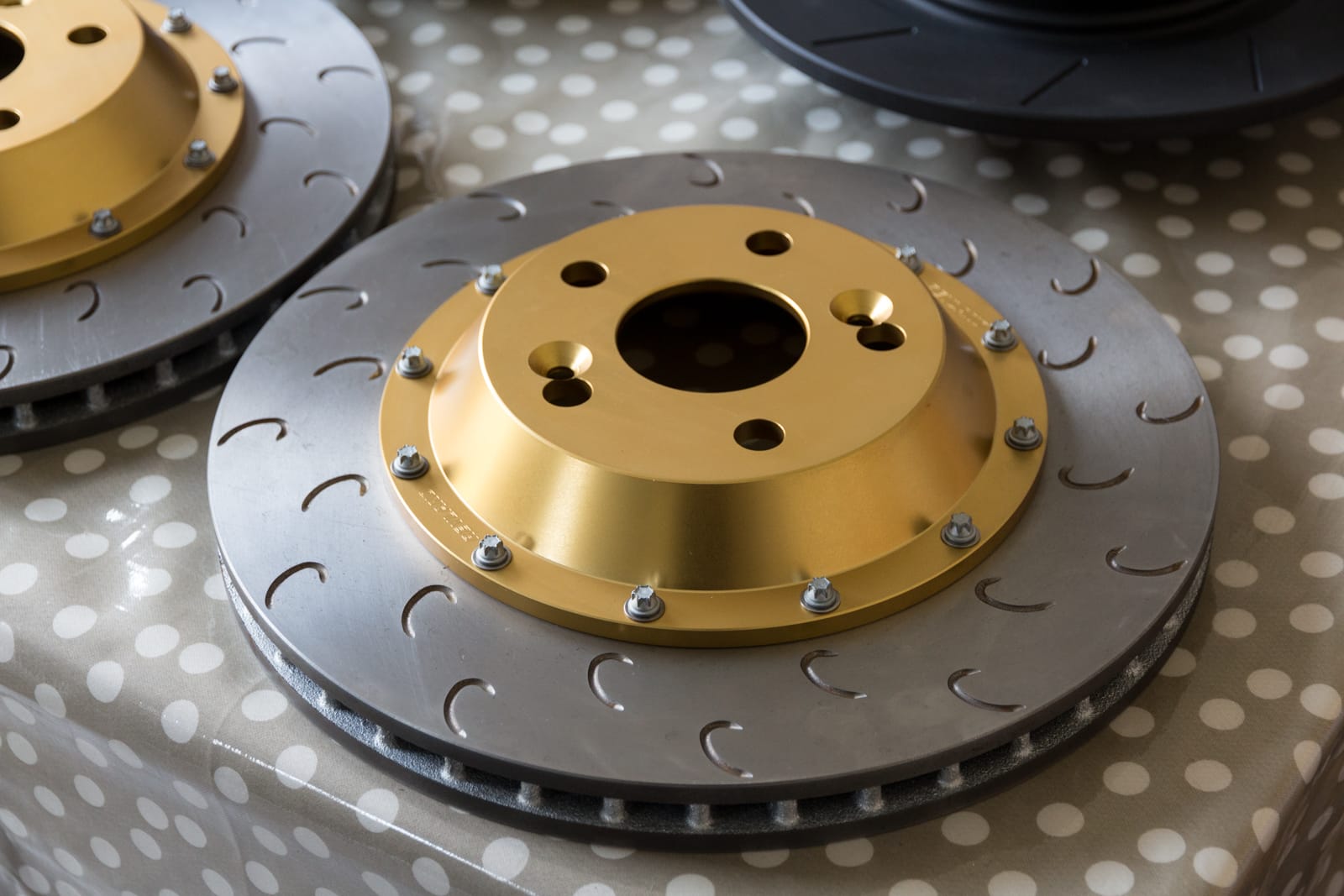 CAD model of a 2-piece brake disc with aluminium mounting bell and cast iron rotor