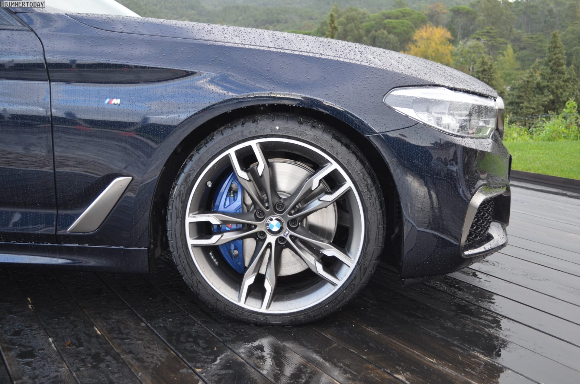 BMW with a solid one-piece brake disc installed on the wheel