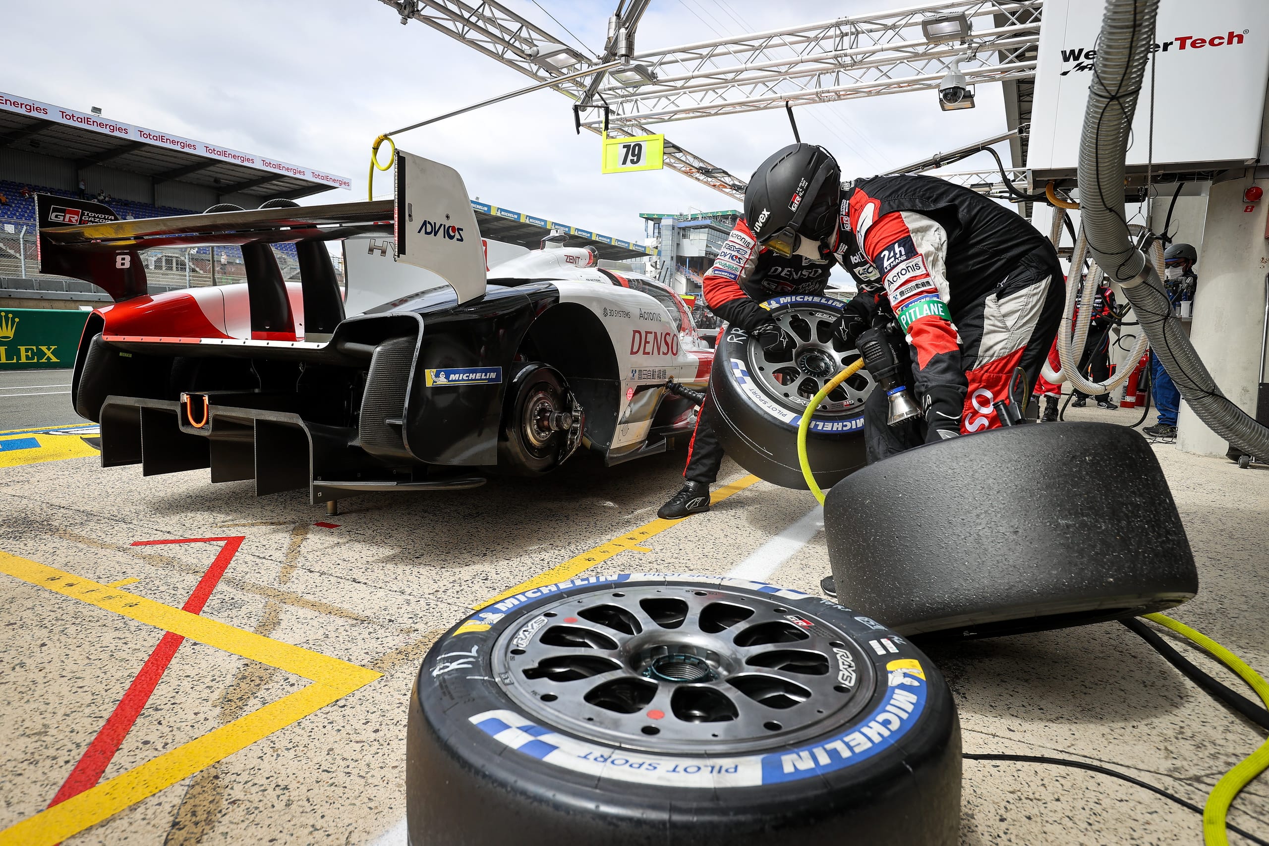 Toyota Gazoo Racing car on track, representing the importance of accurate tyre performance modelling over a race stint