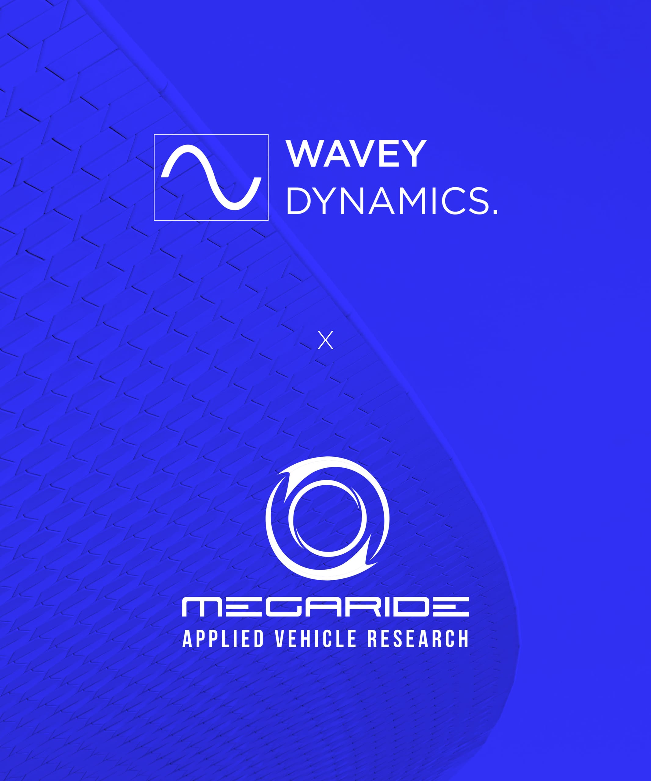 Wavey Dynamics x MegaRide Applied Vehicle Research partnership announcement graphic
